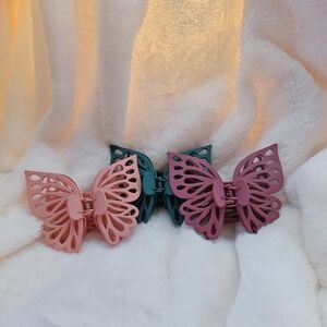 Piper Butterfly Hair Claw Set in Pink, Teal, Mauve